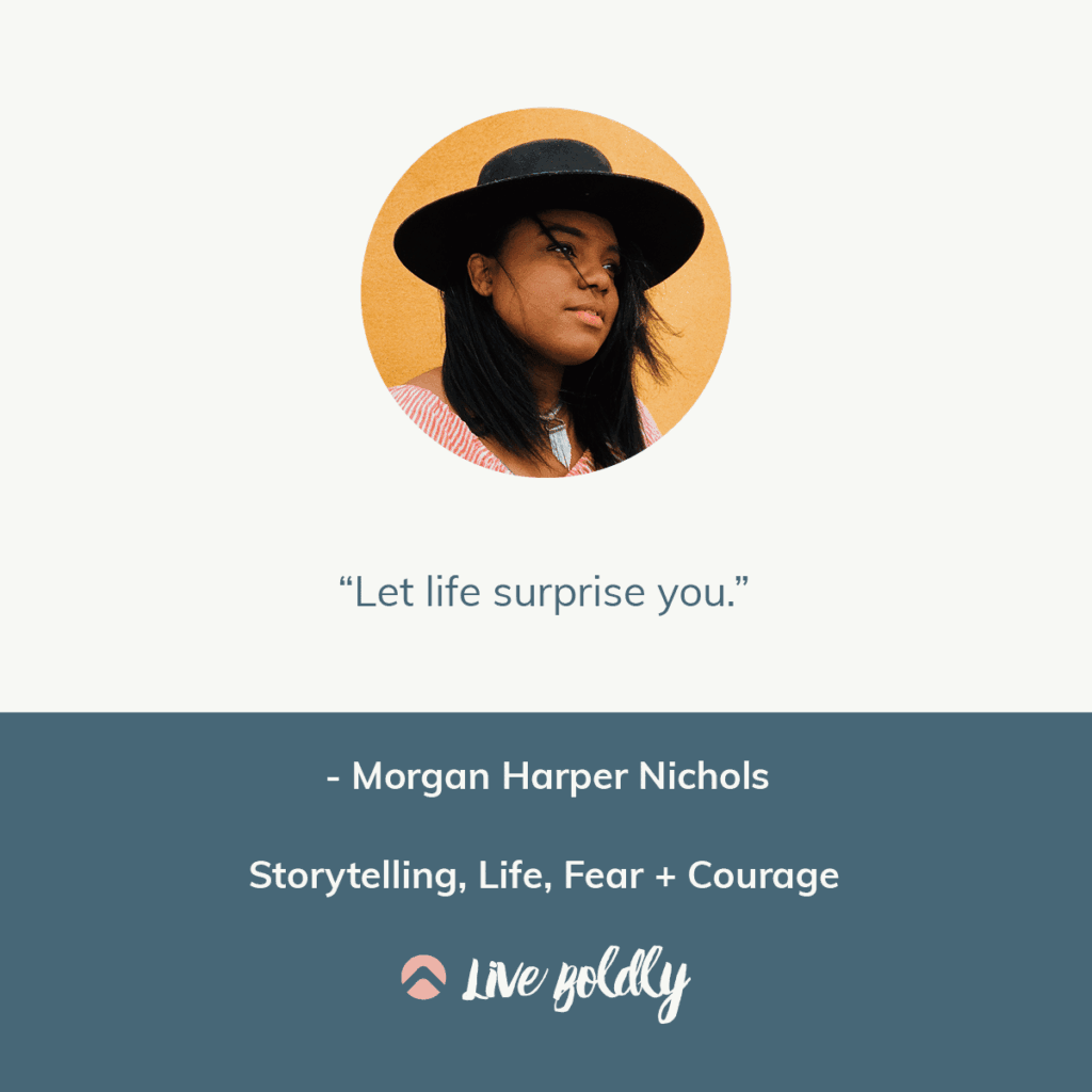 Storytelling, Life, Fear, and Courage with Morgan Harper Nichols. Live Boldly Podcast by Sara Schulting-Kranz.