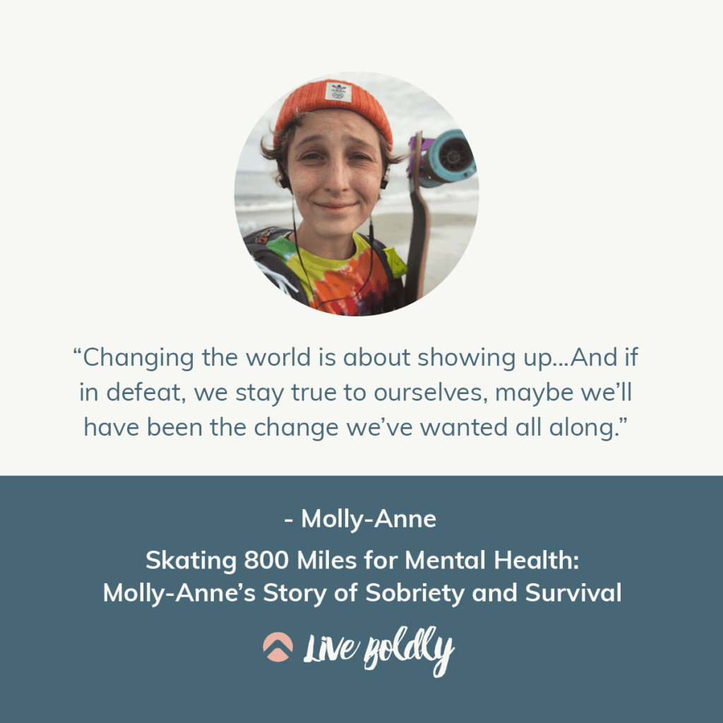 Skating 800 Miles for Mental Health. Live Boldly Podcast with Sara Schulting Kranz and guest Molly-Anne.