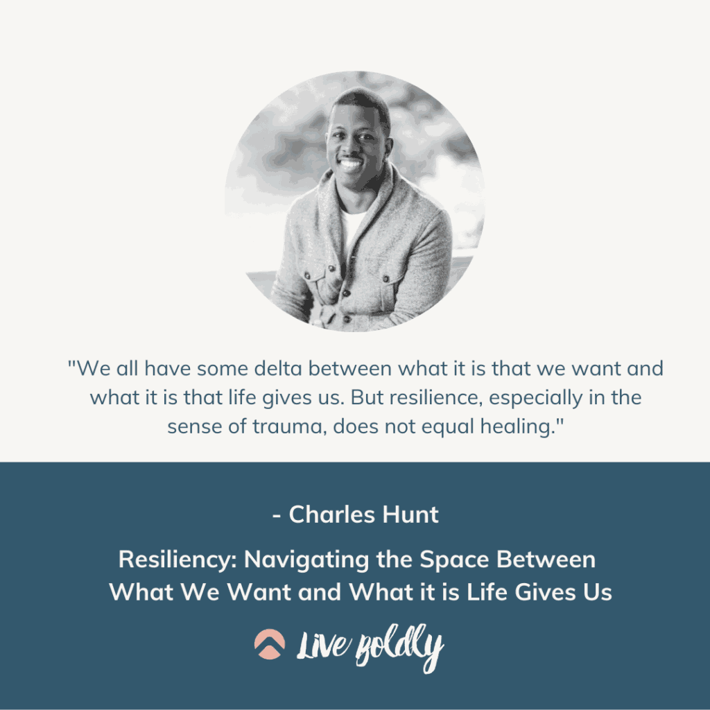 Live Boldly Podcast, episode 75. How to Be Resilient with Charles Hunt and Sara Schulting-Kranz.