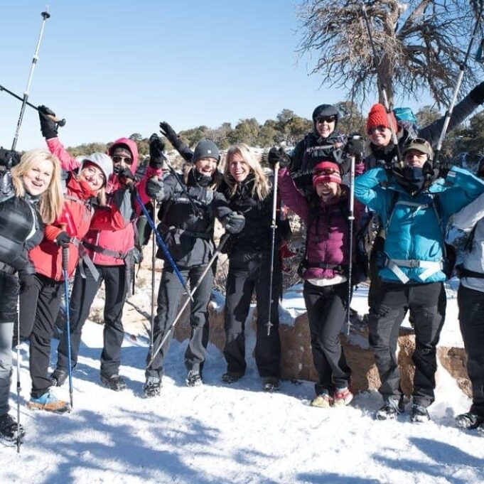 women on hiking retreat in Grand Canyon in winter